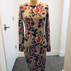 Zara rose printed long sleeved dress. Size M